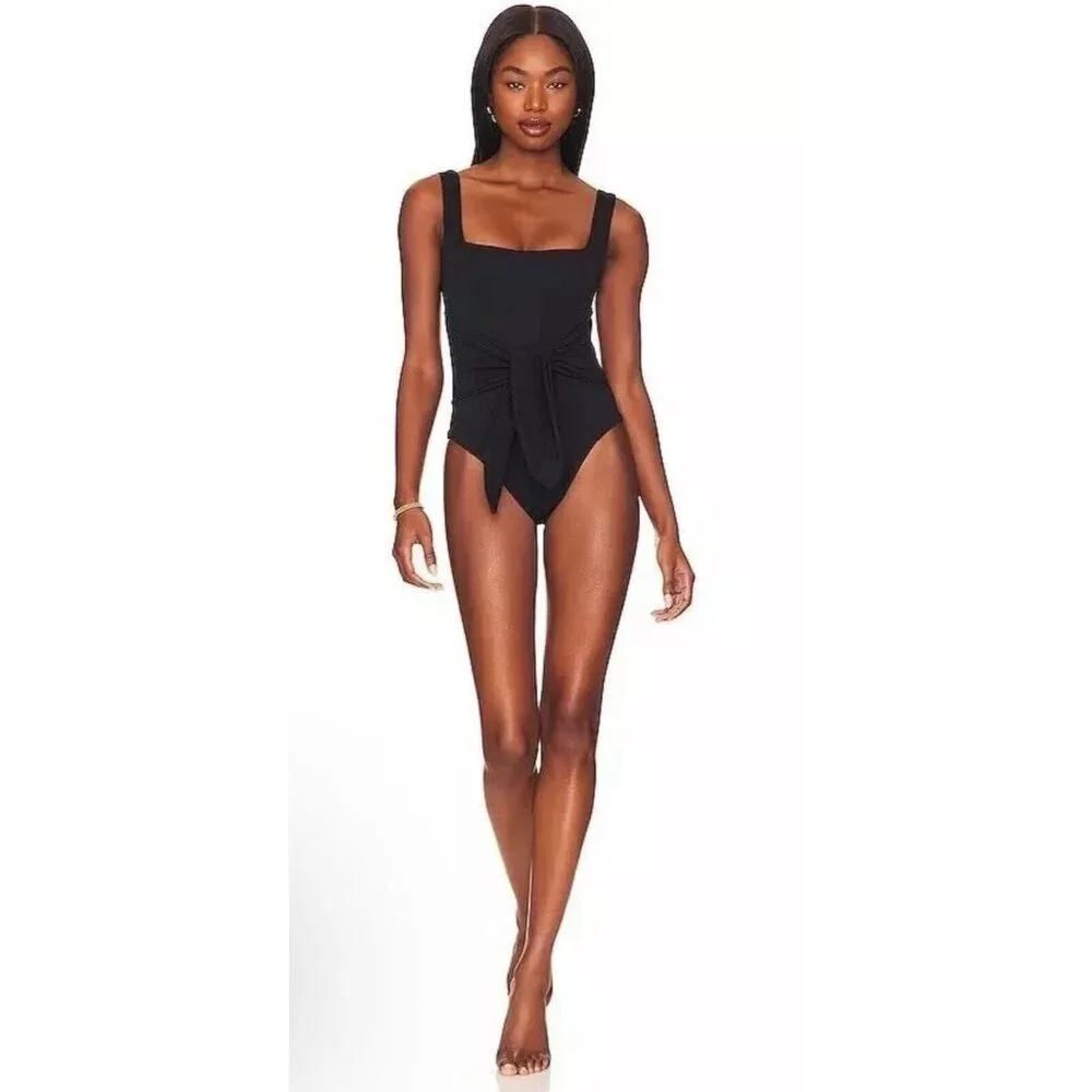 $183 L Space Black‎ Balboa One Piece Swimsuit Size XS 4 Tie Front